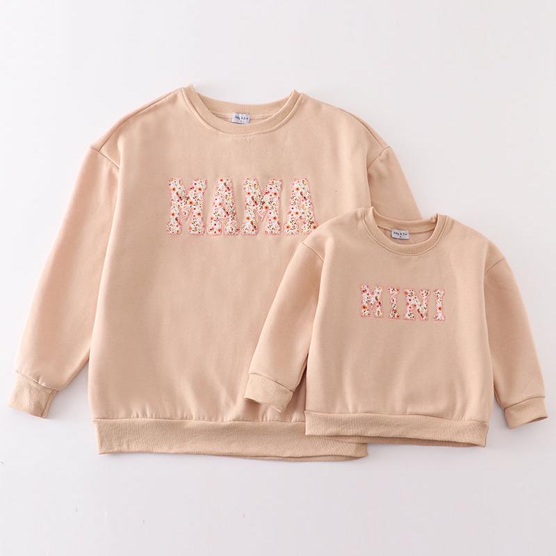 Mama+Mini Applique Khaki Fleece Sweatshirt