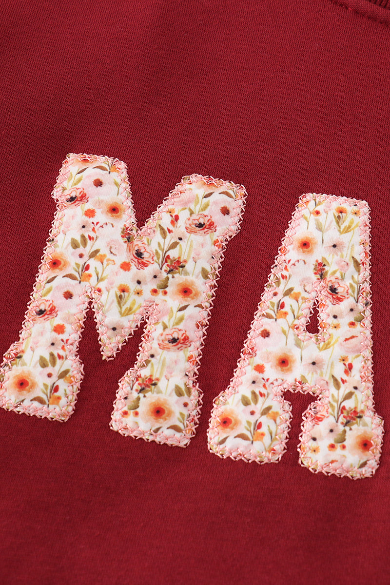 Mama + Mini Applique Maroon Fleece Sweatshirt