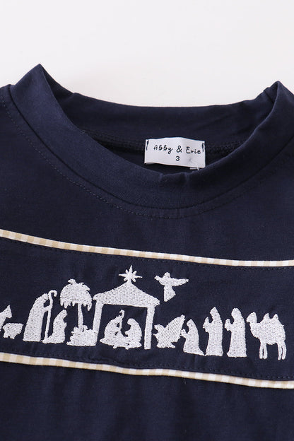 Nativity Embroidered Navy Boy Set