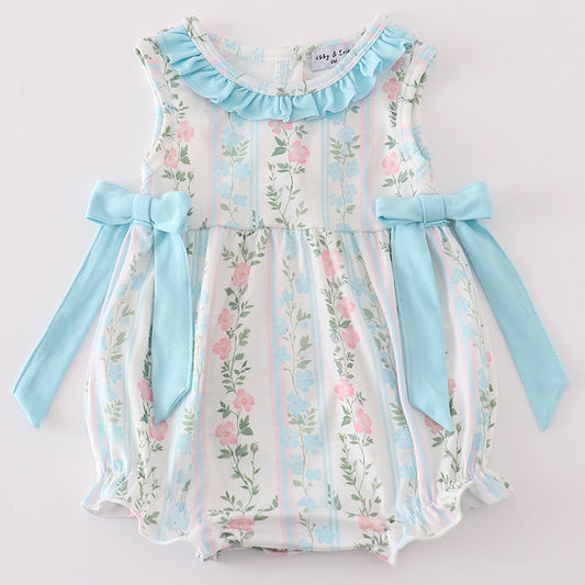 Jasmine Blue Floral Print Ruffle Girl Bubble