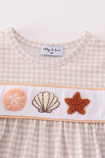 Khaki French Knot Sea Shells Girl Bubble