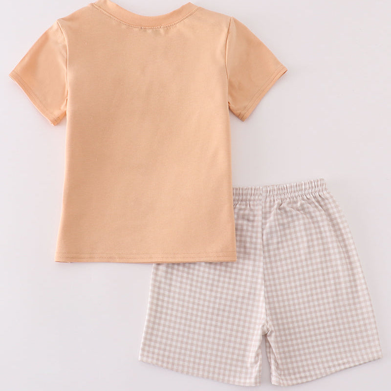 Khaki French Knot Sea Shells Boy Shorts Set