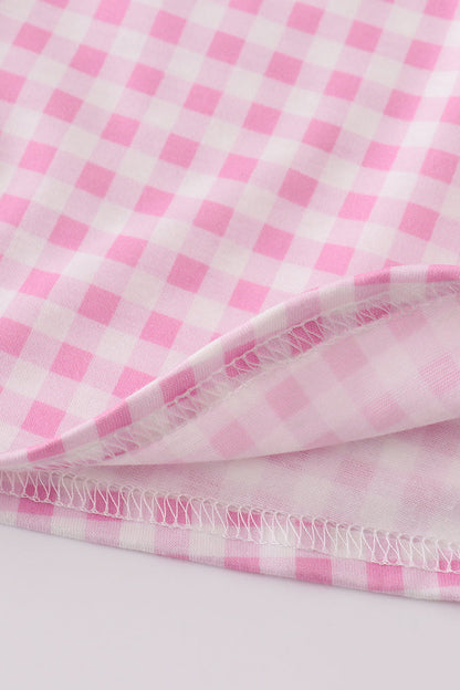 Golf Embroidered Pink Gingham Smocked Dress