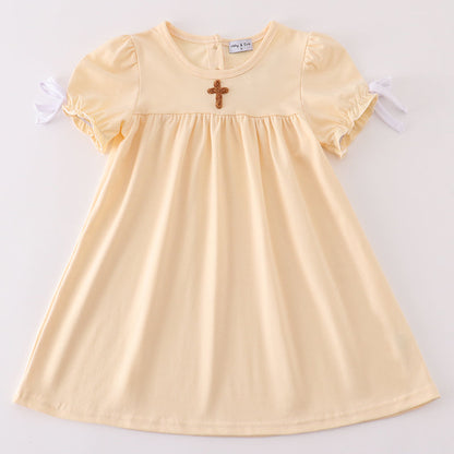 French Knot Cross Beige Dress