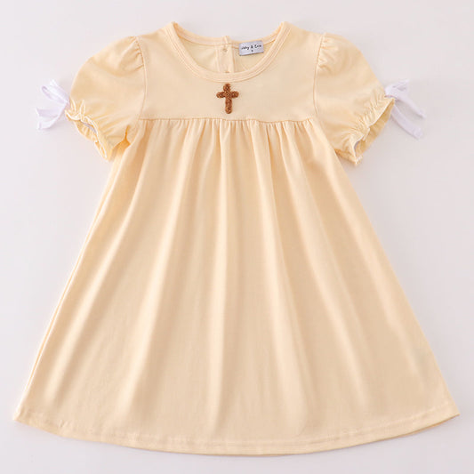 French Knot Cross Beige Dress