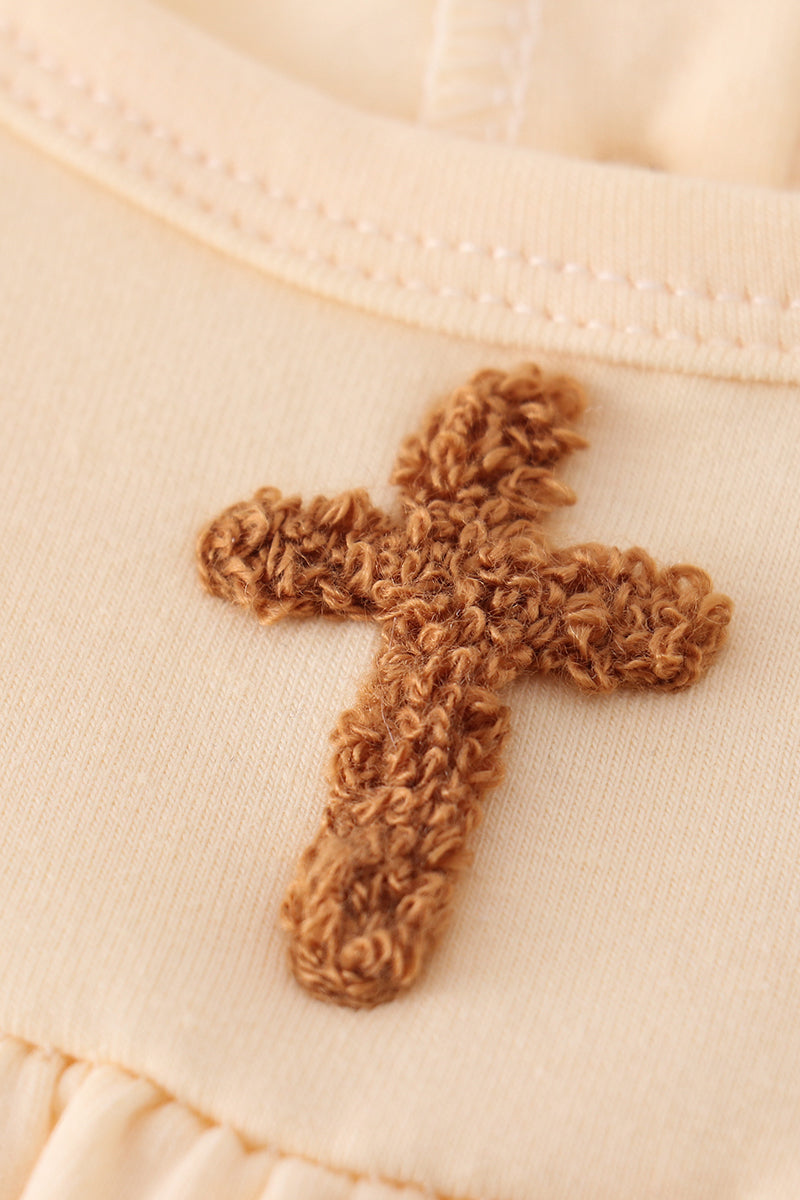 French Knot Cross Beige Dress