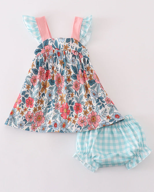 Garden Blossom Print Girl Bloomers Set