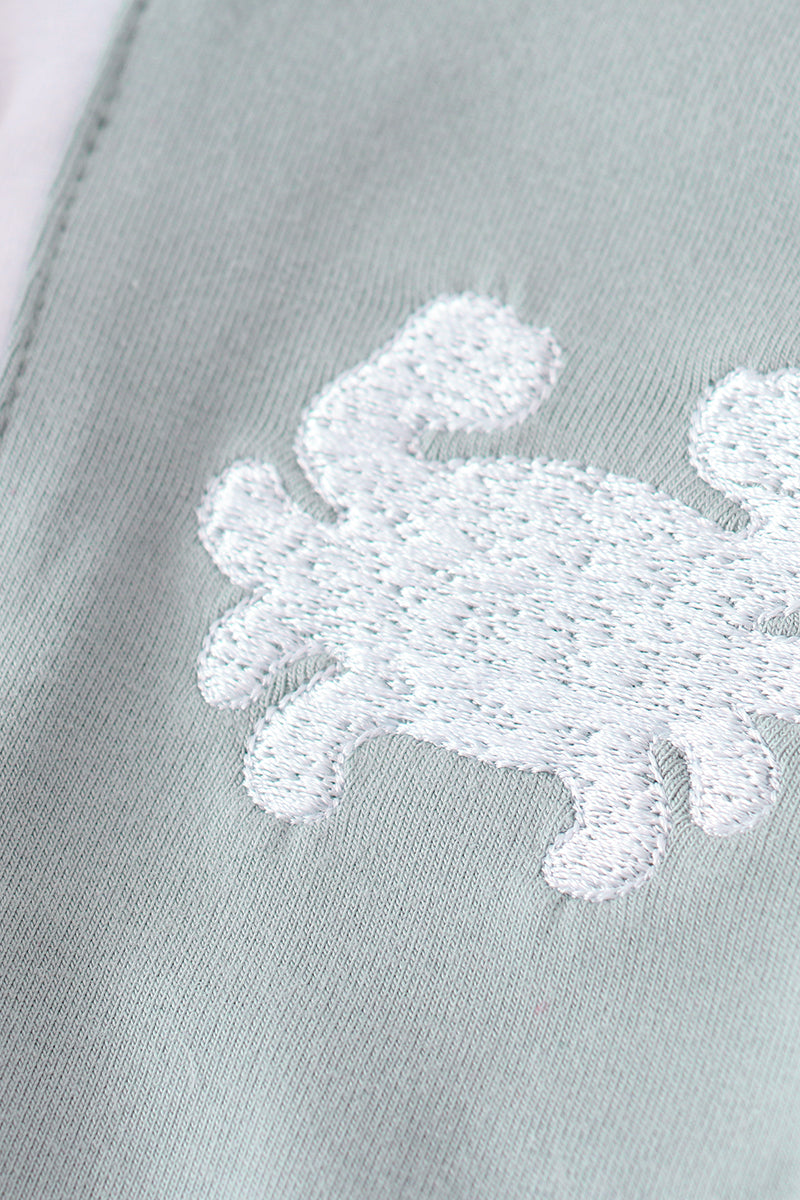 Crab Embroidered Blue Boy Bubble