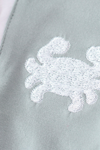 Crab Embroidered Blue Boy Bubble