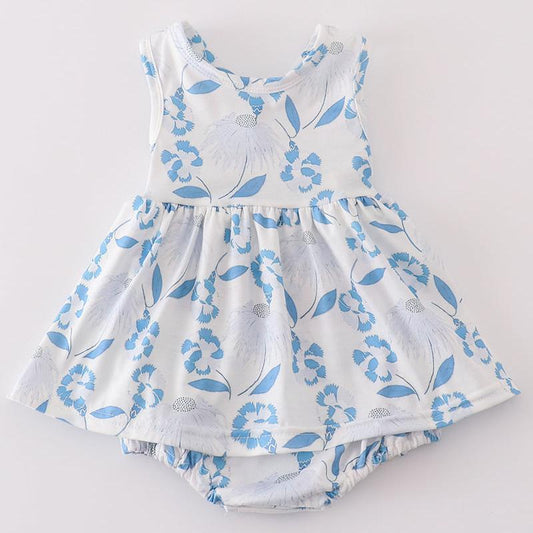 Blue Pretty Petals Print Girl Bubble