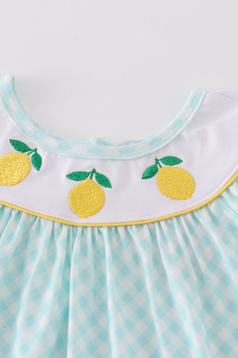 Lemon Embroidered Mint Dress