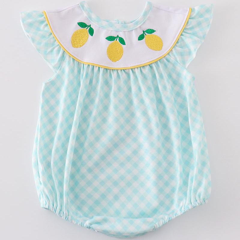 Lemon Embroidered Mint Girl Bubble