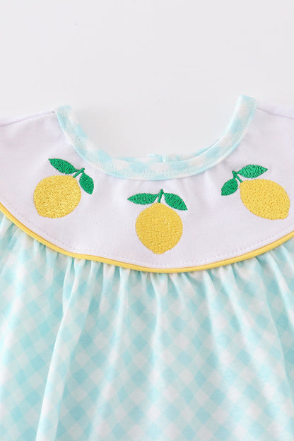 Lemon Embroidered Mint Girl Bubble