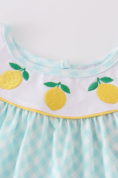 Lemon Embroidered Mint Girl Shorts Set