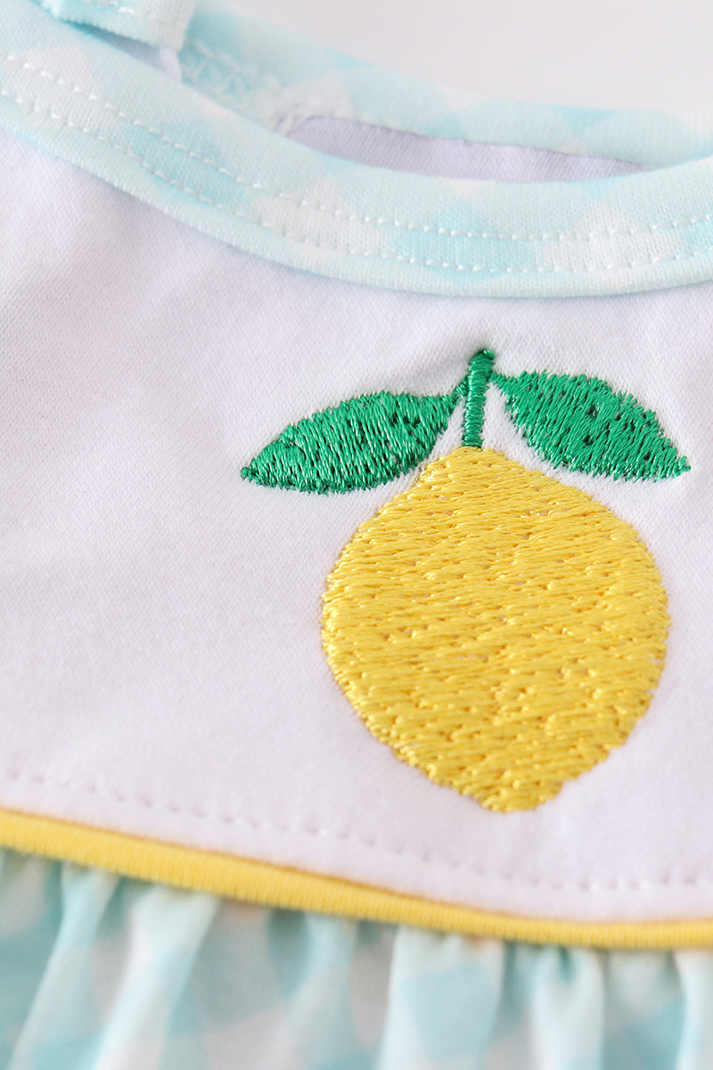 Lemon Embroidered Mint Girl Shorts Set