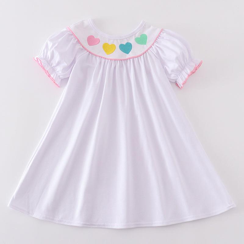 Heart Embroidered White Dress