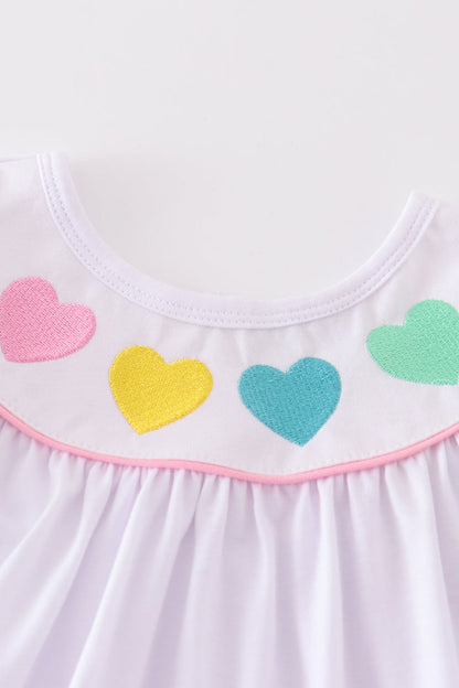 Heart Embroidered White Dress