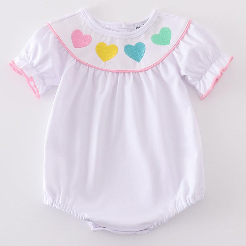 Heart Embroidered Baby Girl Bubble