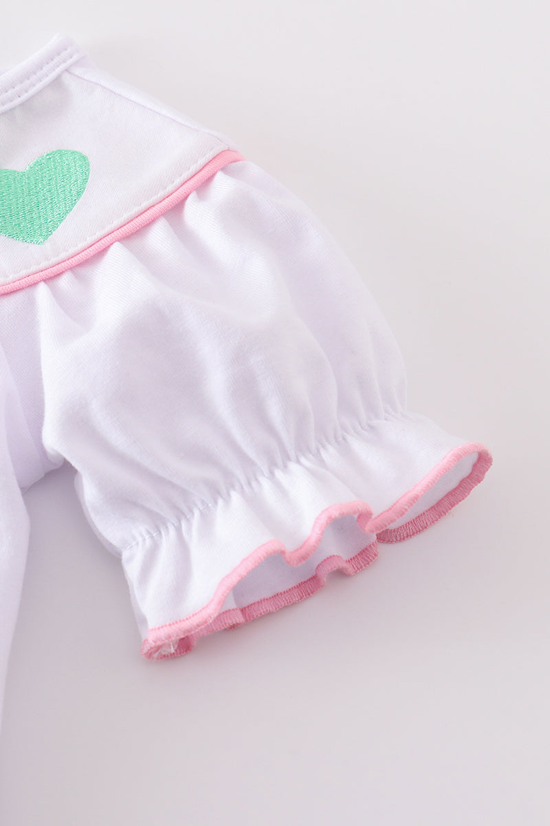 Heart Embroidered Baby Girl Bubble