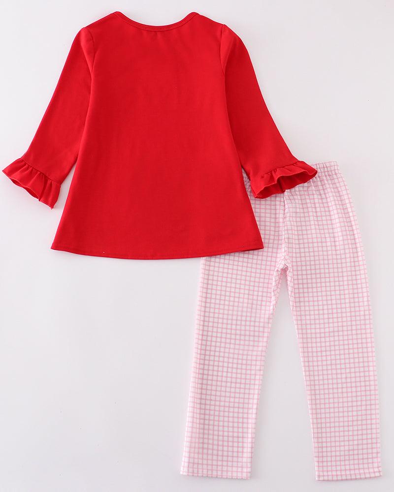 Candy Heart Embroidered Red Girl Set