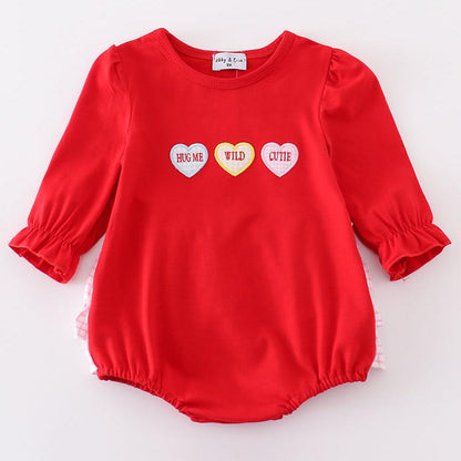 Candy Heart Embroidered Red Girl Bubble