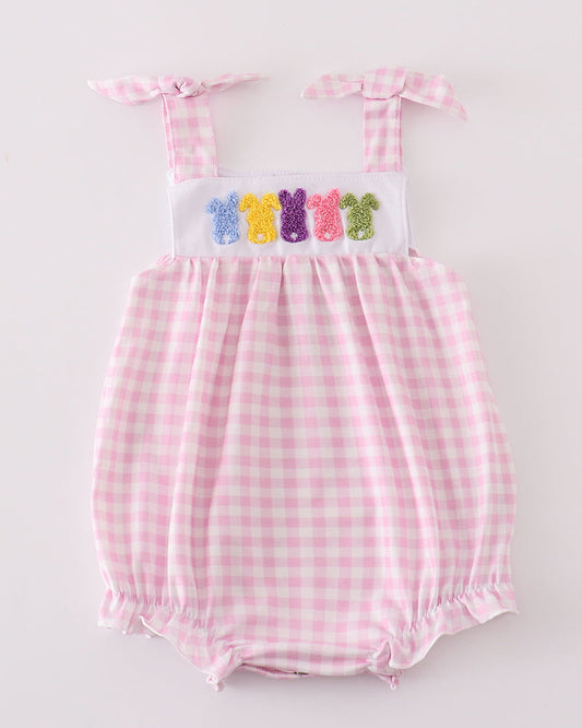 Bunny French Knot Pink Gingham Girl Bubble