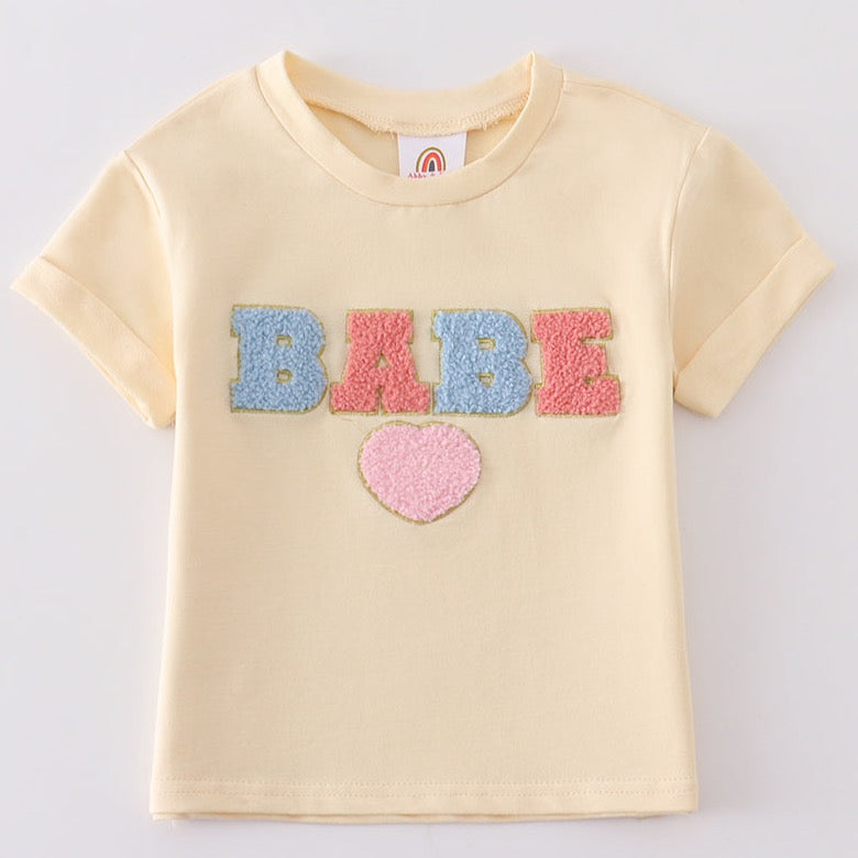 Beige BABE Chenille Patch Top