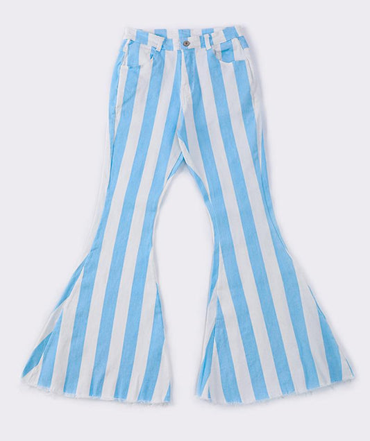 Stripe Women’s Denim Bell Bottoms - Blue