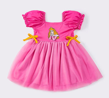 Sleeping Princess Embroidered Pink Tulle Dress