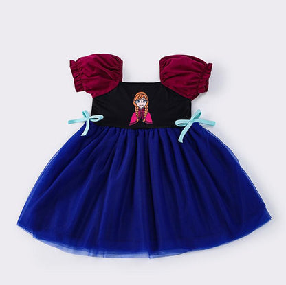 Arendelle Princess Embroidered Navy Tulle Dress