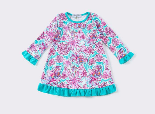 Aubrey Mint Floral Ruffle Dress