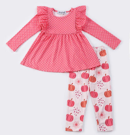 Pink Pumpkin Daze Print Girl Set