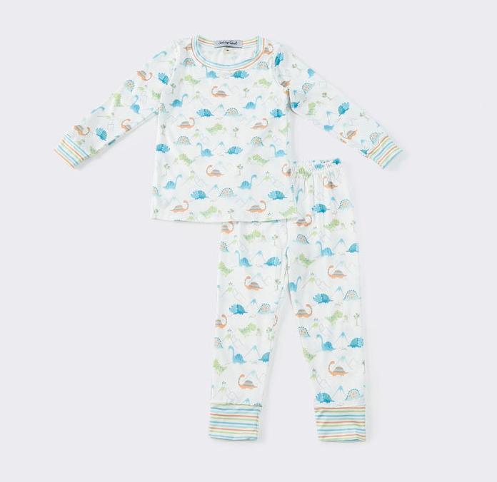 Dinosaur Print White Pajamas Set