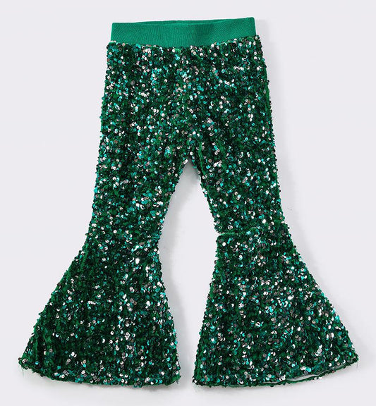 Sequin Bell Pants - Green