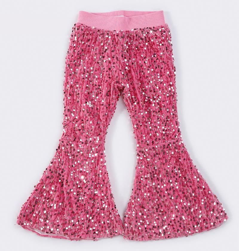 Sequin Bell Bottoms - Pink