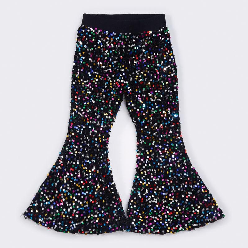 Sequin Bell Bottoms - Black