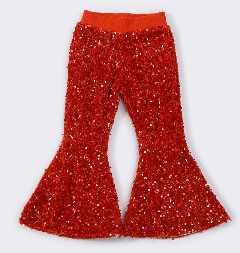 Sequin Bell Bottoms - Orange