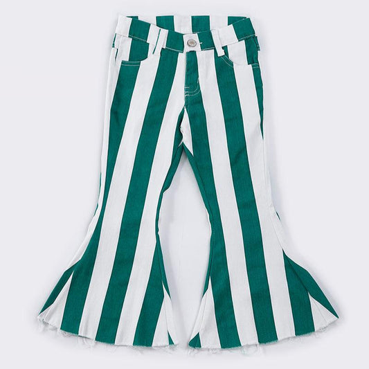 Green Stripe Denim Bell Bottoms