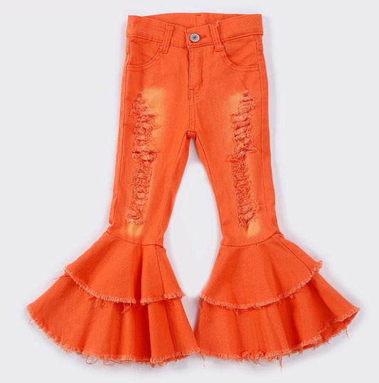 Laura Orange Double Layered Denim Jeans