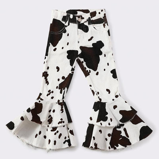 Cow Print Bell Denim Jeans