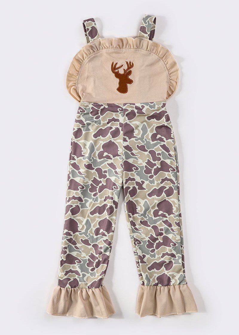 Camouflage Deer Girl Overall Jumpsuit