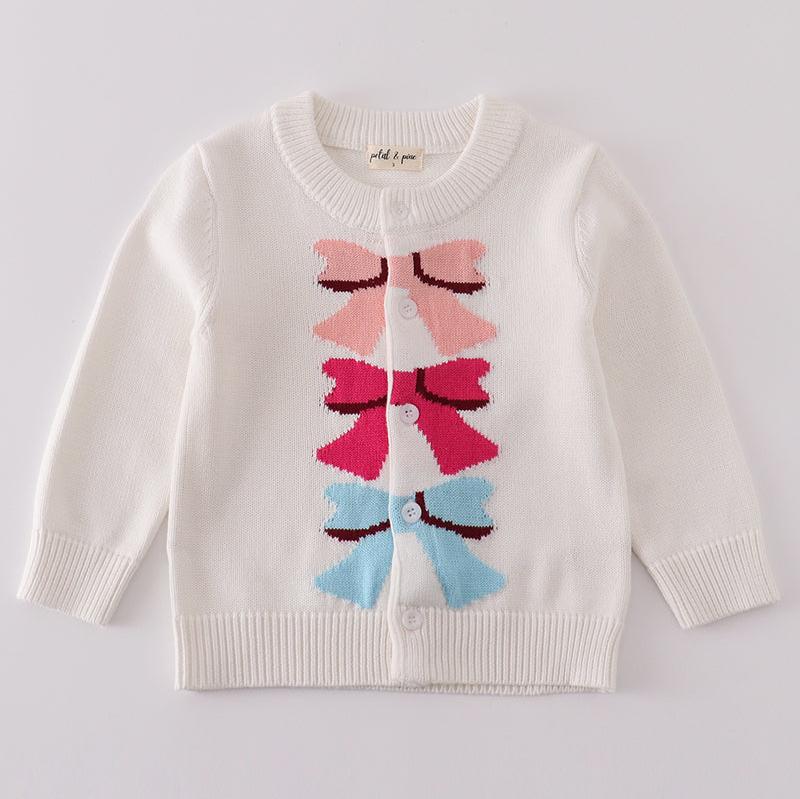 Coquette Bow White Cardigan Sweater