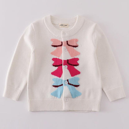 Coquette Bow White Cardigan Sweater