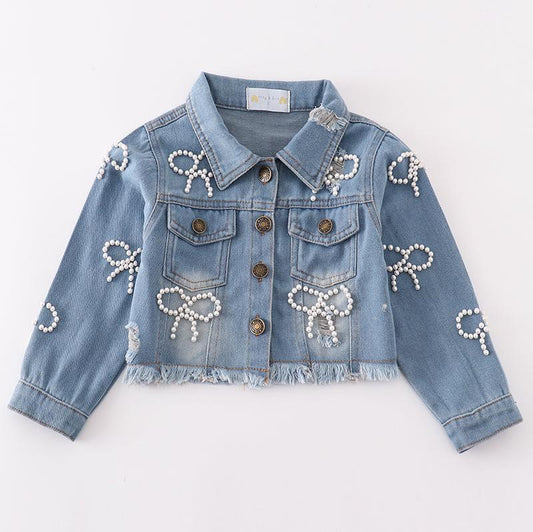 Pearl Light Denim Cropped Jacket