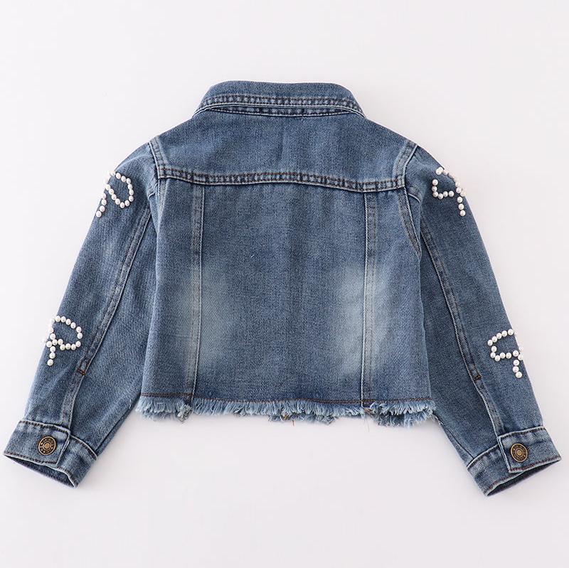 Pearl Gray Denim Cropped Jacket