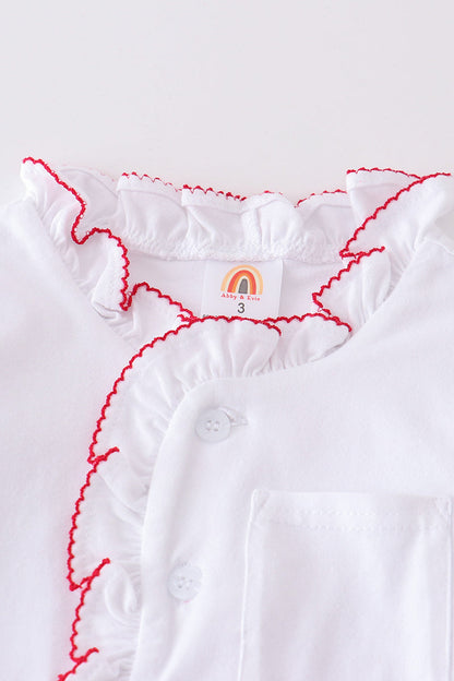 White Pocket Girl Pajamas Set