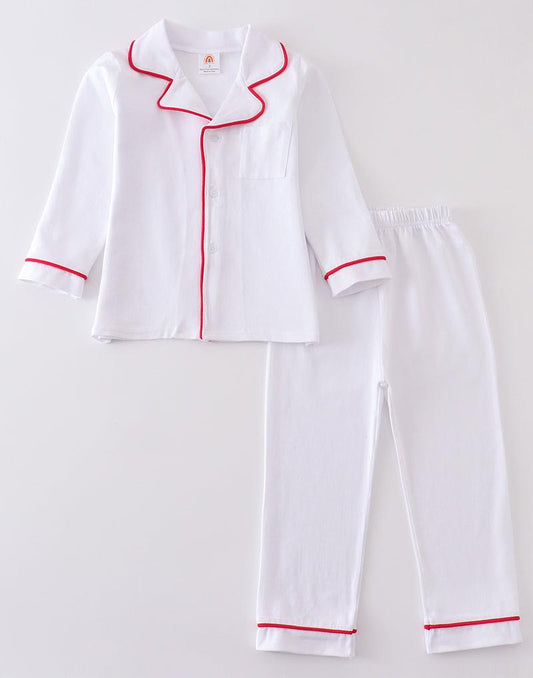 White Pocket Boy Pajamas Set