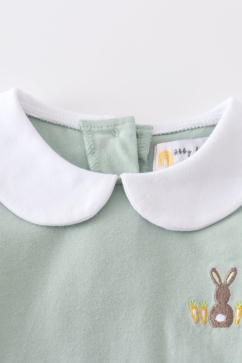 Easter Bunny Embroidered Sage Boy Top