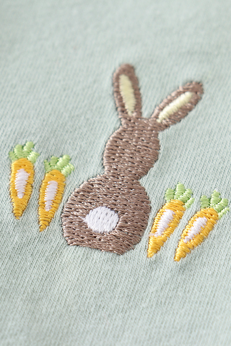 Easter Bunny Embroidered Sage Boy Top