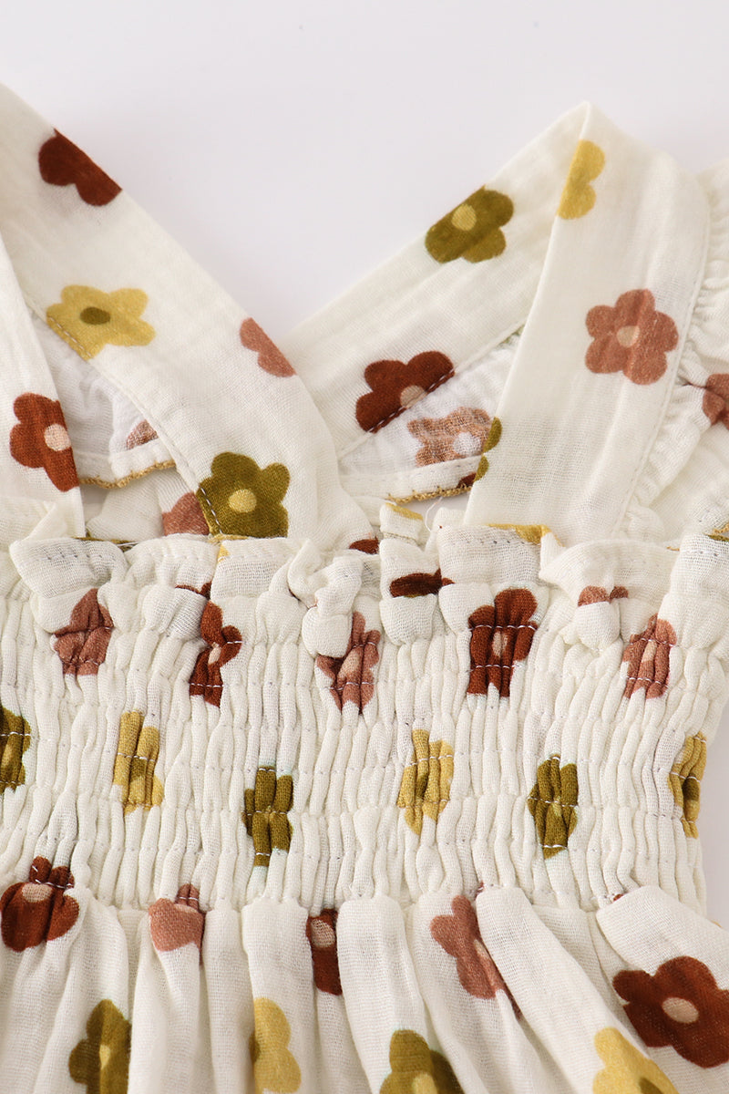 Muslin Daisy Smocked Baby Bummies Set